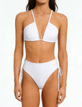 Ladies Solid Color Shoulder String Tie Bikini Set 8BK3WST317