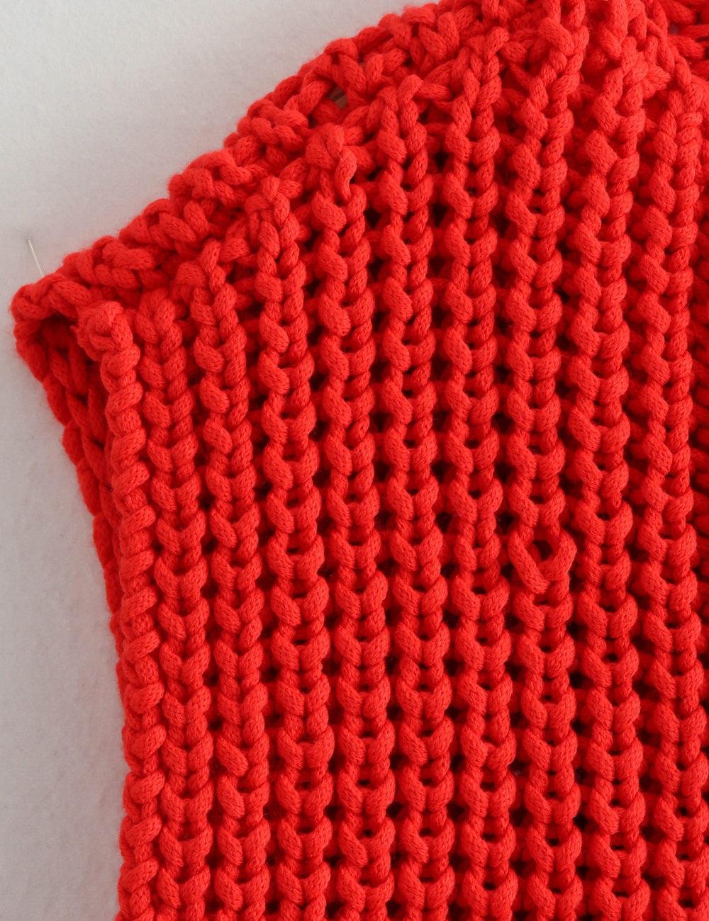 Ladies Chunky Open Knit Sweater Vest