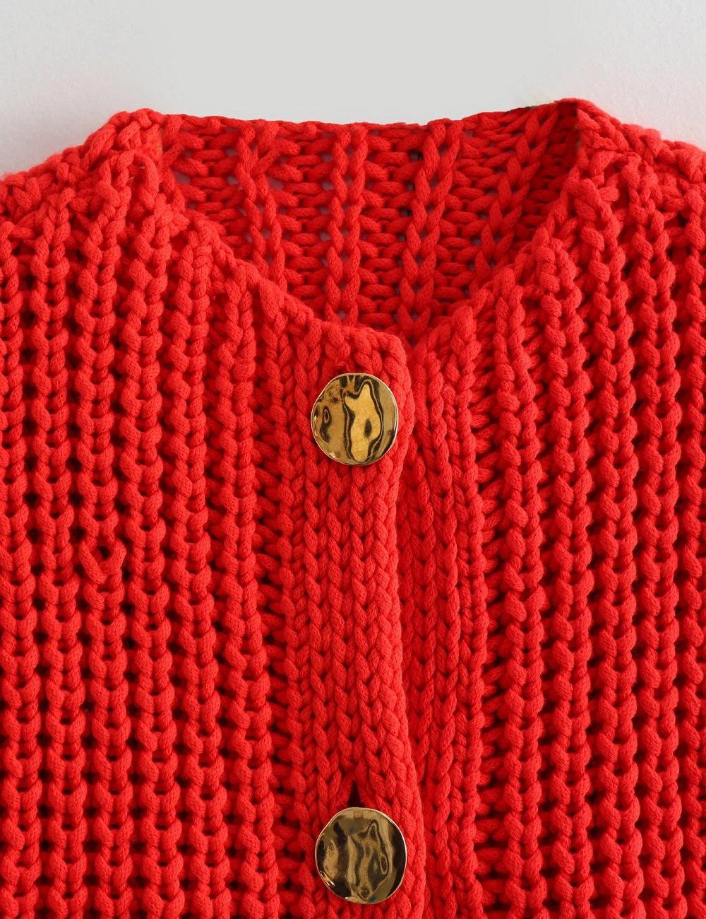 Ladies Chunky Open Knit Sweater Vest