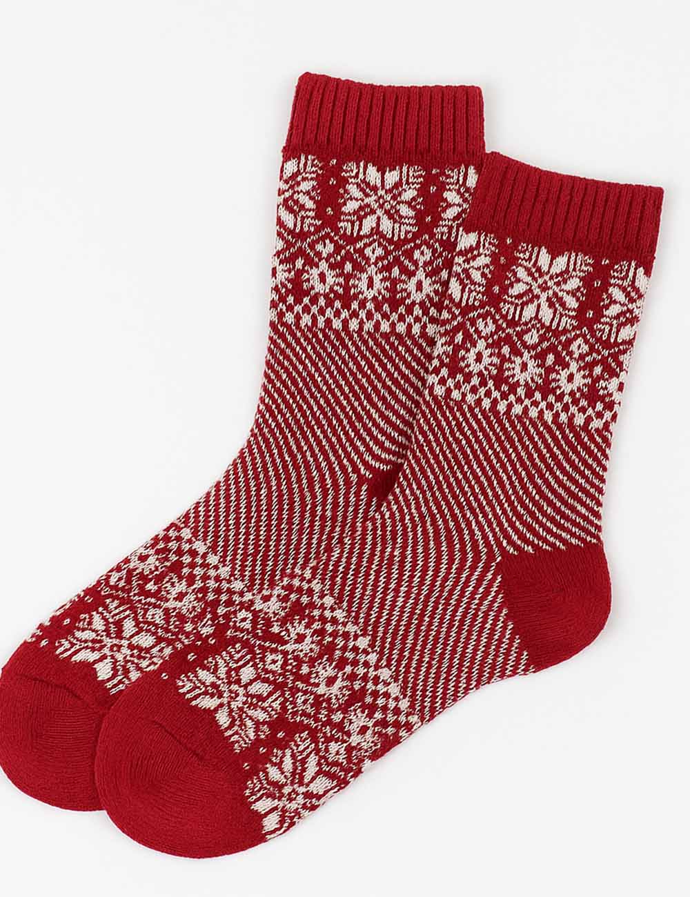 Ladies Christmas Winter Warm Fair Isle Knit Midi Calf Socks