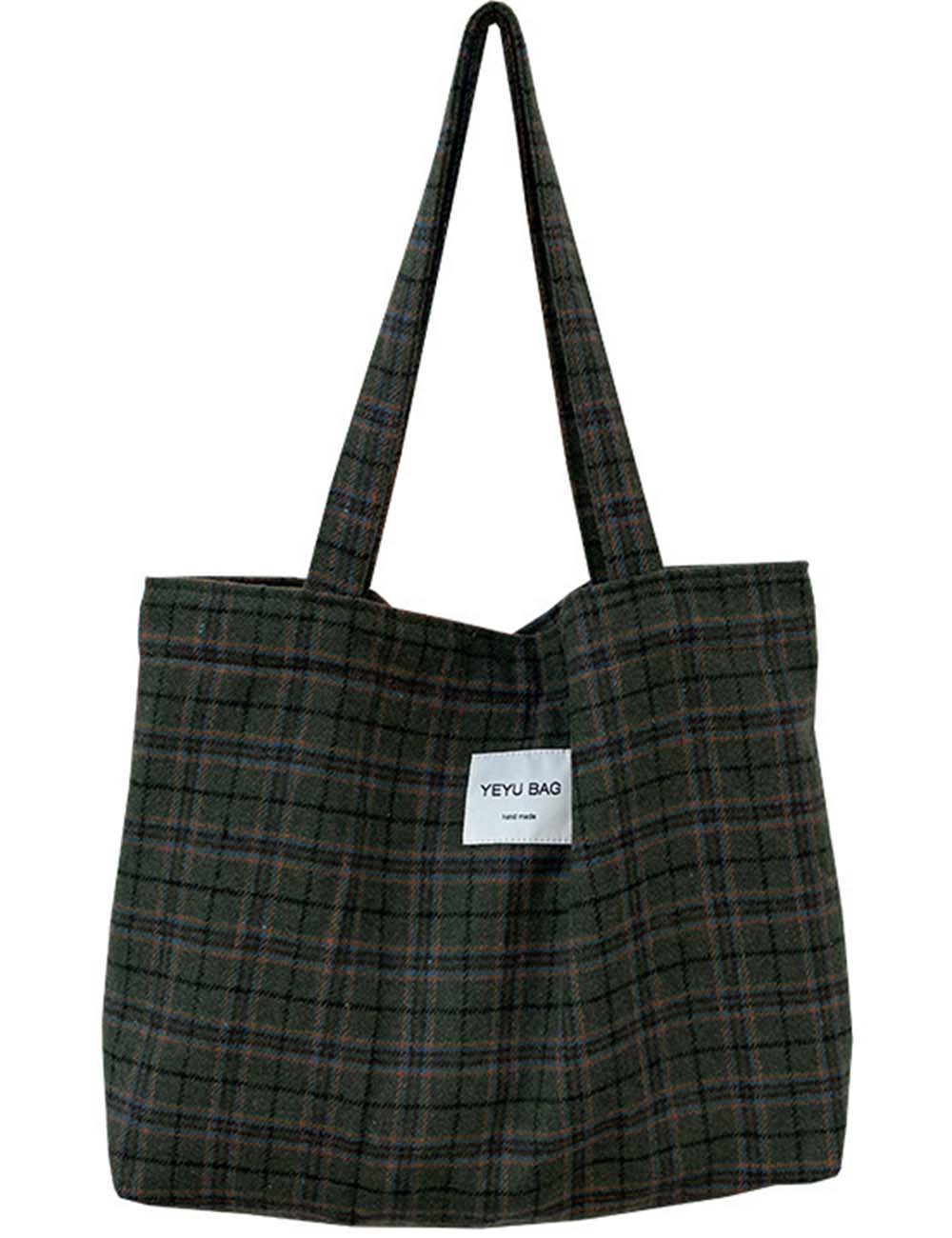 Ladies Vintage Plaid Shoulder Tote Bag