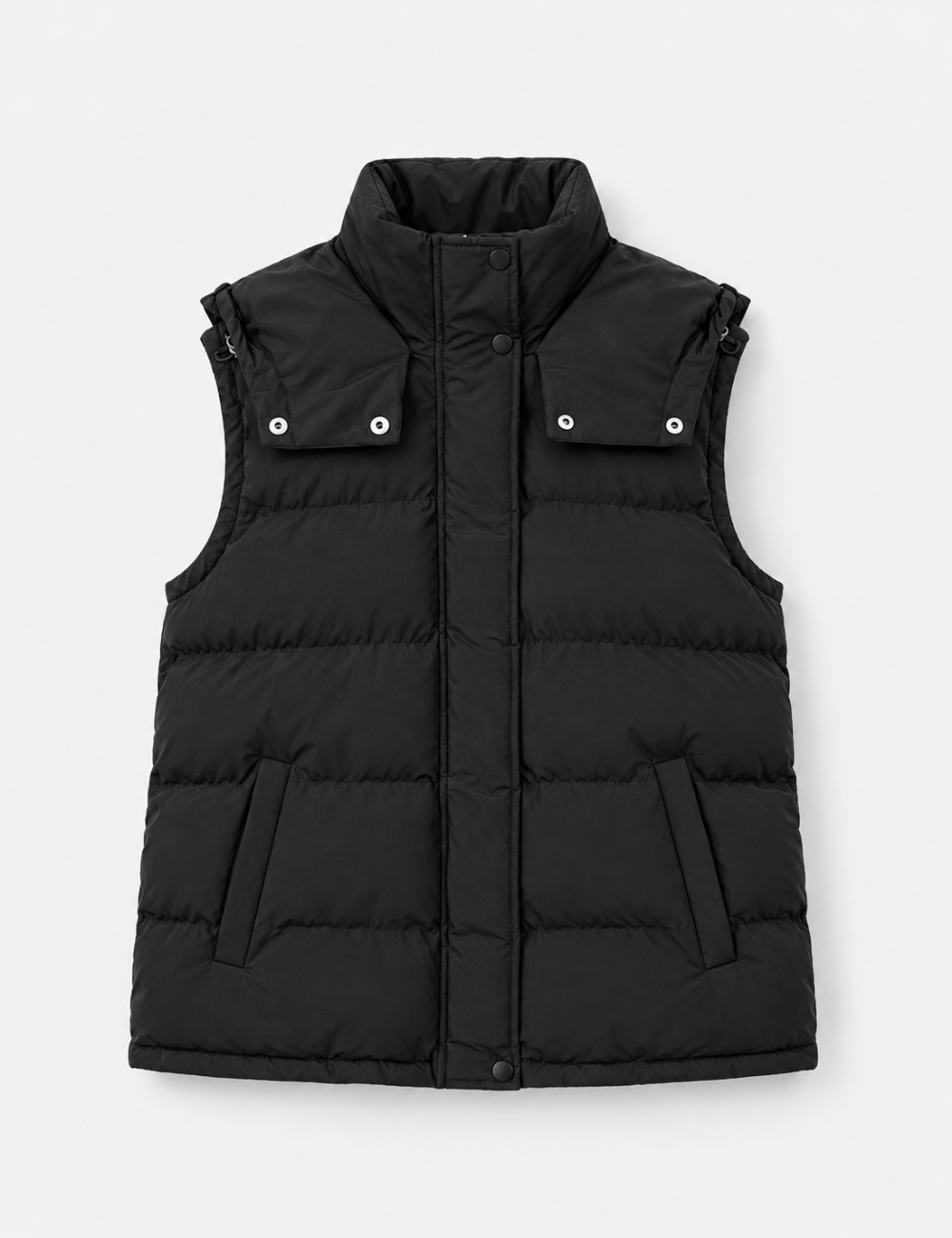 Ladies Stand Collar Hooded Quilted Puffer Vest