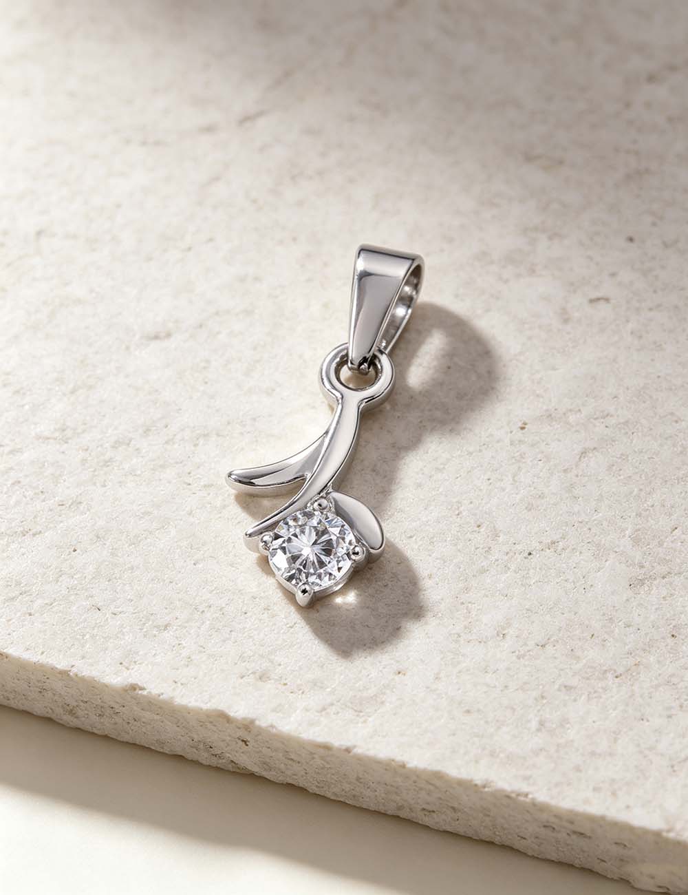 Ladies Minimalist Romantic CZ Star Cross Charm Pendant