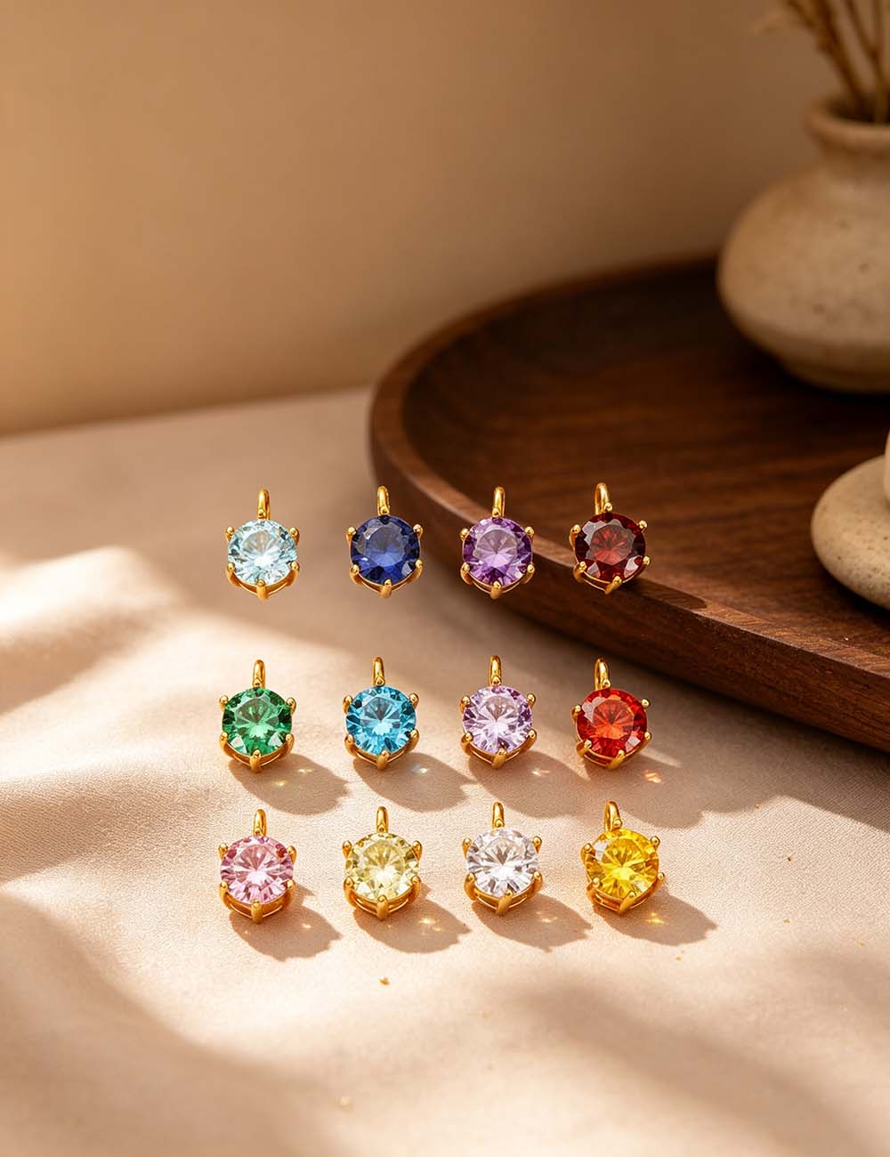 Ladies Minimalist Classic Round CZ Charm Pendant