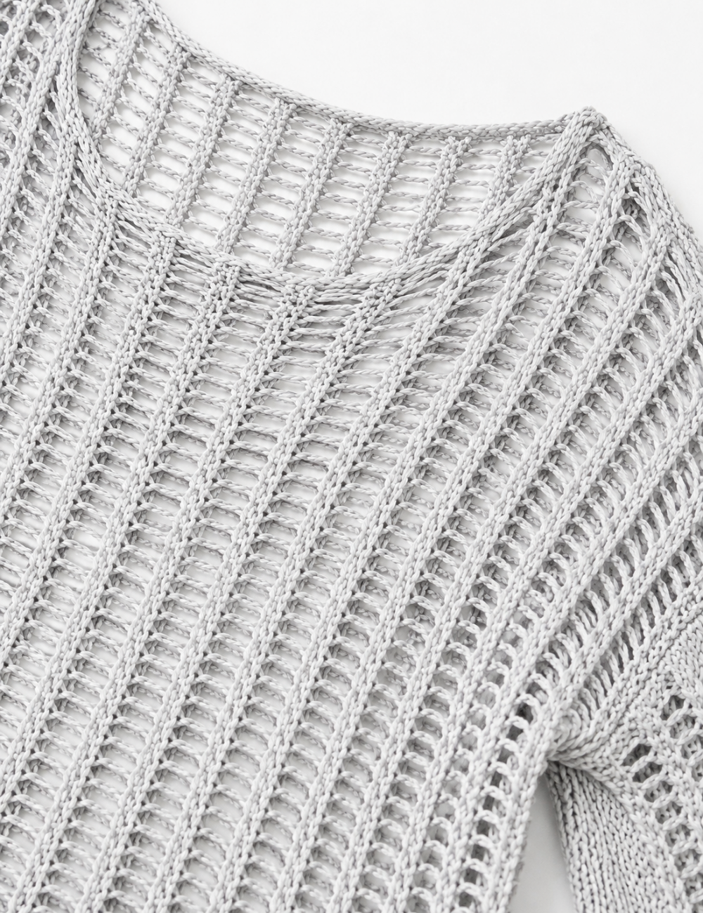 Ladies Long Sleeve Knit Mesh Hollow Out Cropped Cover Up