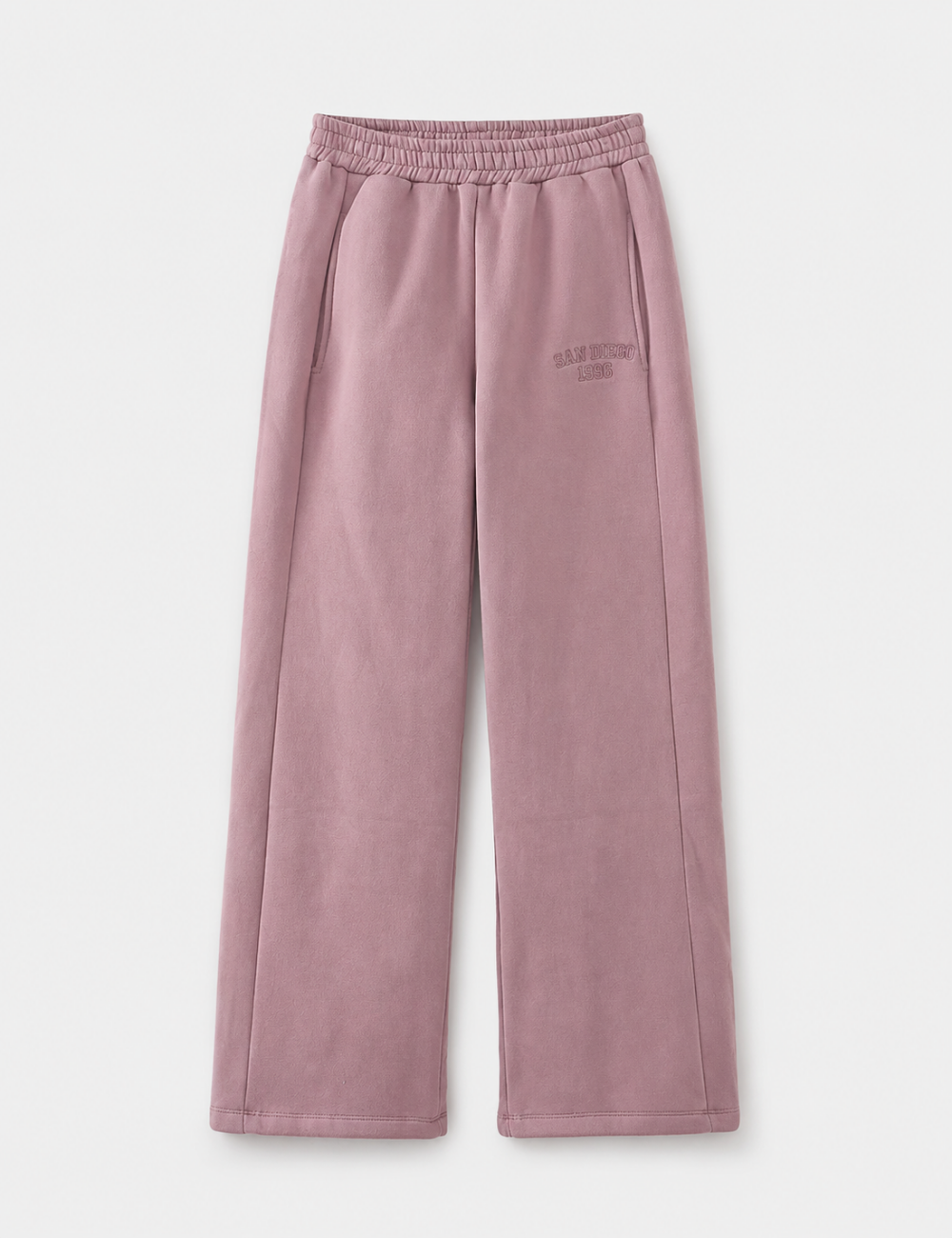 Ladies Embroidery Wide Leg Fleece Sweatpants