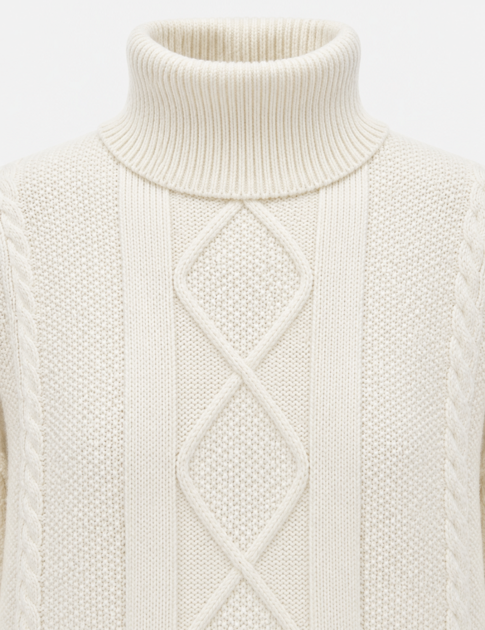 Ladies Turtleneck Cable Knit Drop Shoulder Sweater