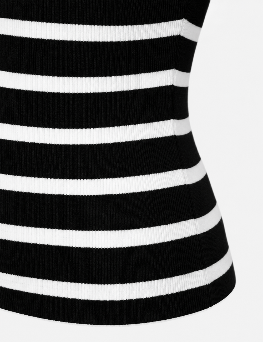 Ladies Off Shoulder Striped Button Detail Knit Top