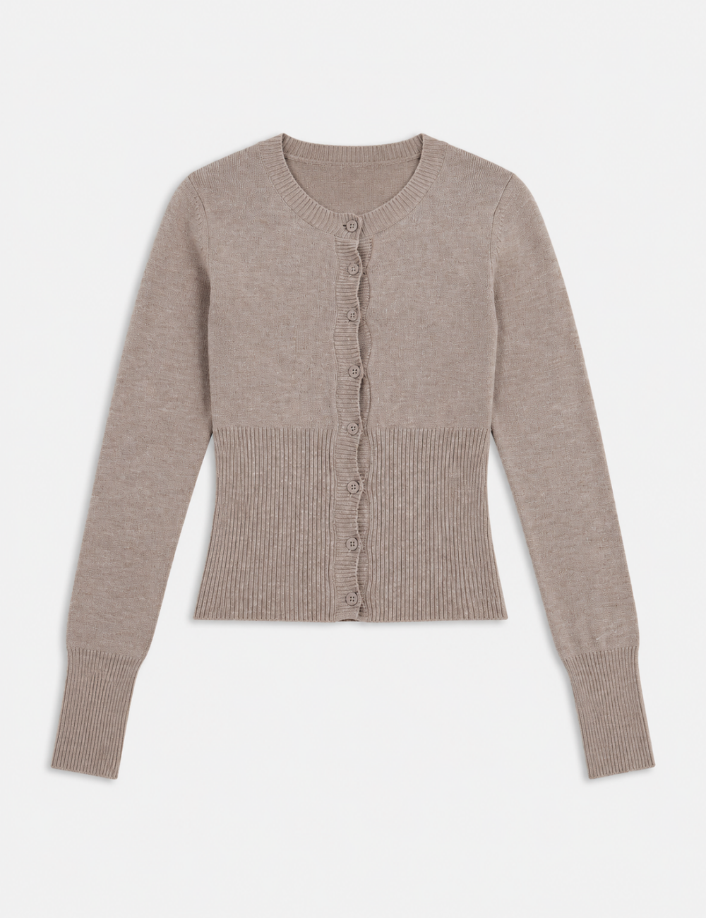 Ladies Button Front Ribbed Knit Cardigan