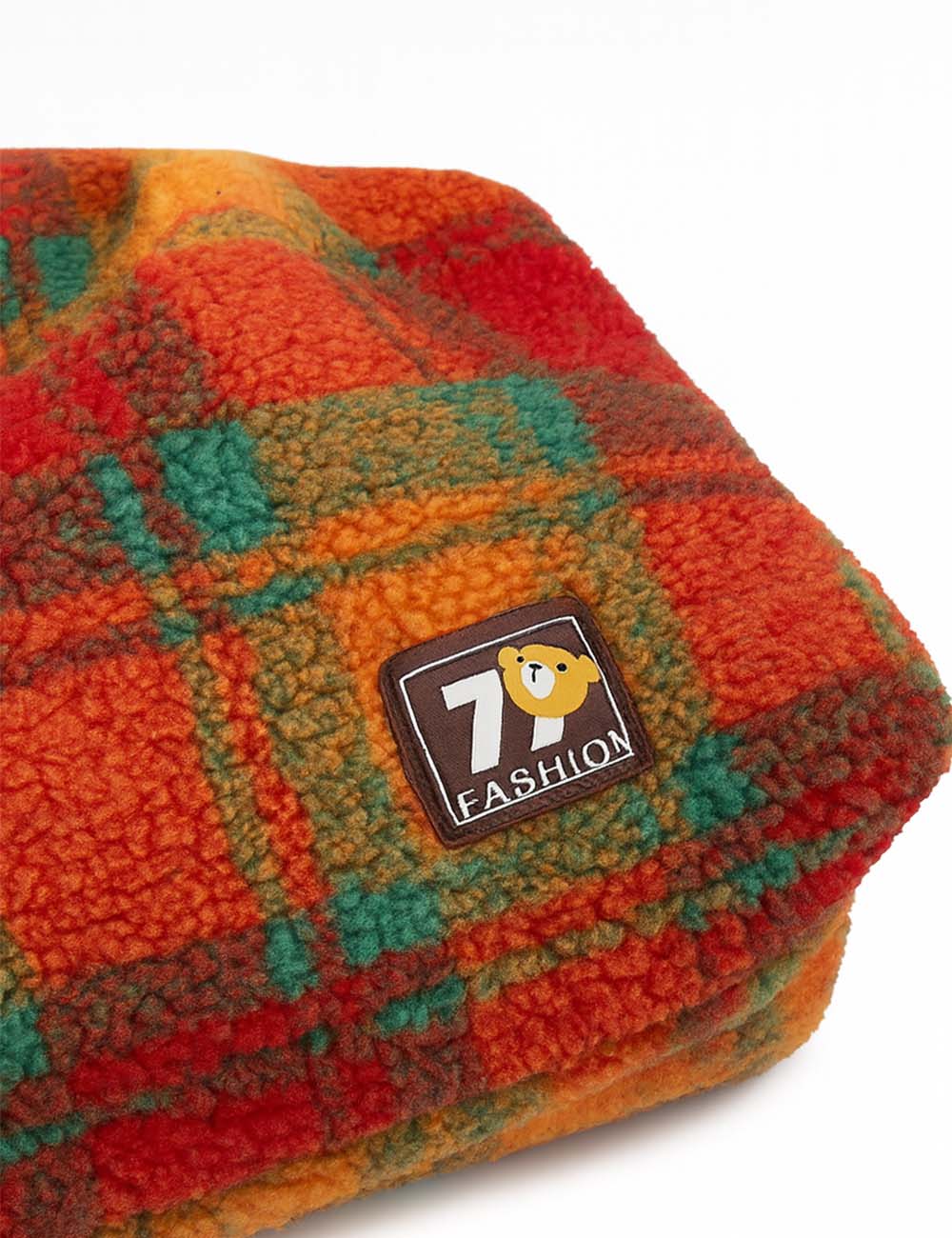 Ladies Sherpa Hanging Bag Plaid Pattern Shoulder Bag