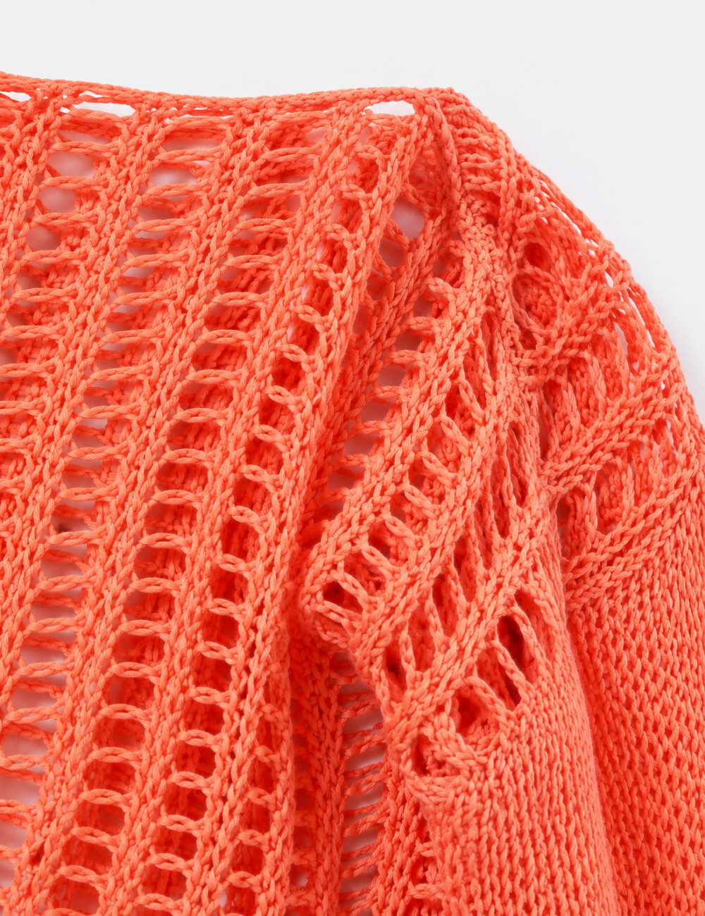 Ladies Long Sleeve Knit Mesh Hollow Out Cropped Cover Up