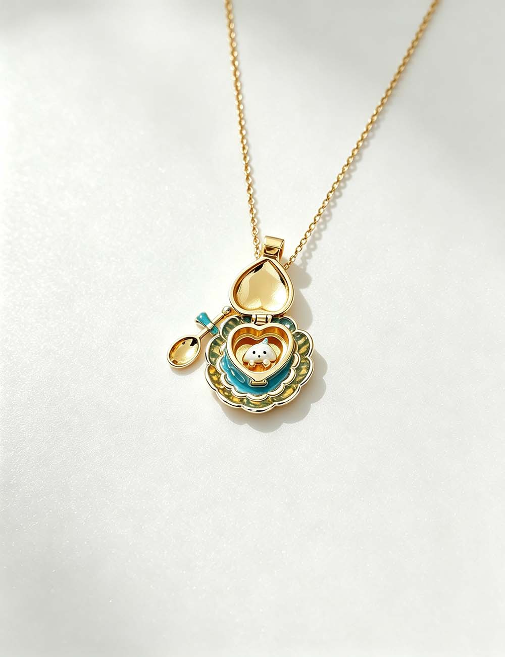 Ladies Cute Teacup Dog Locket Pendant Necklace
