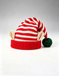 Ladies Holidays Pom Pom Funny Striped Elf Beanie Hat