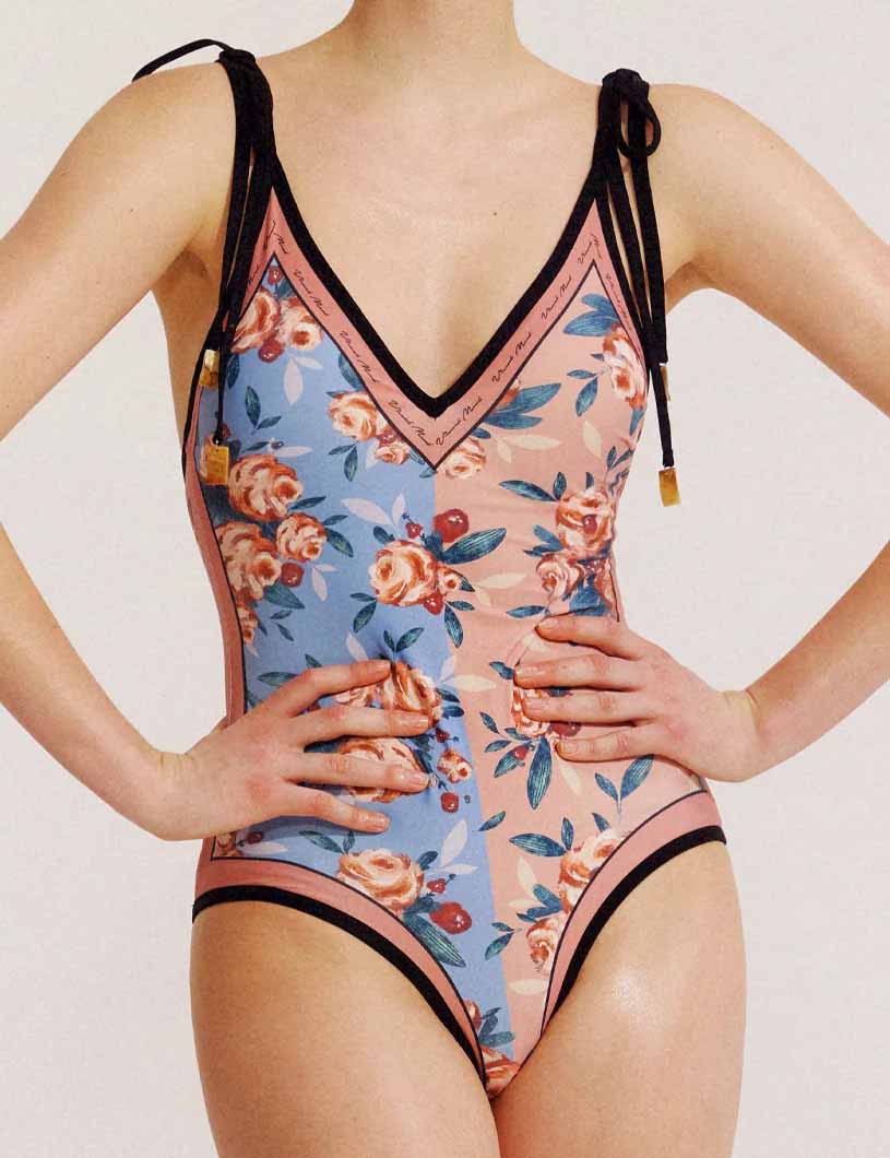 Floral AB Side Reversible One Piece Swimwear SKSW40089T