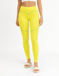 Ladies Ribbed Color Block Elastic Waist Yoga Pants