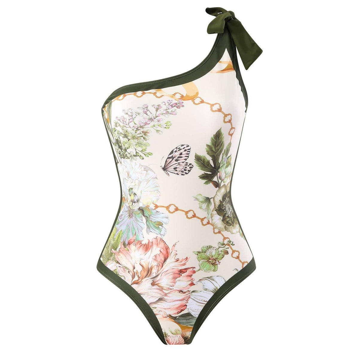 2 PCS Flower Print One Piece Swimwear with Cover Up 2590
