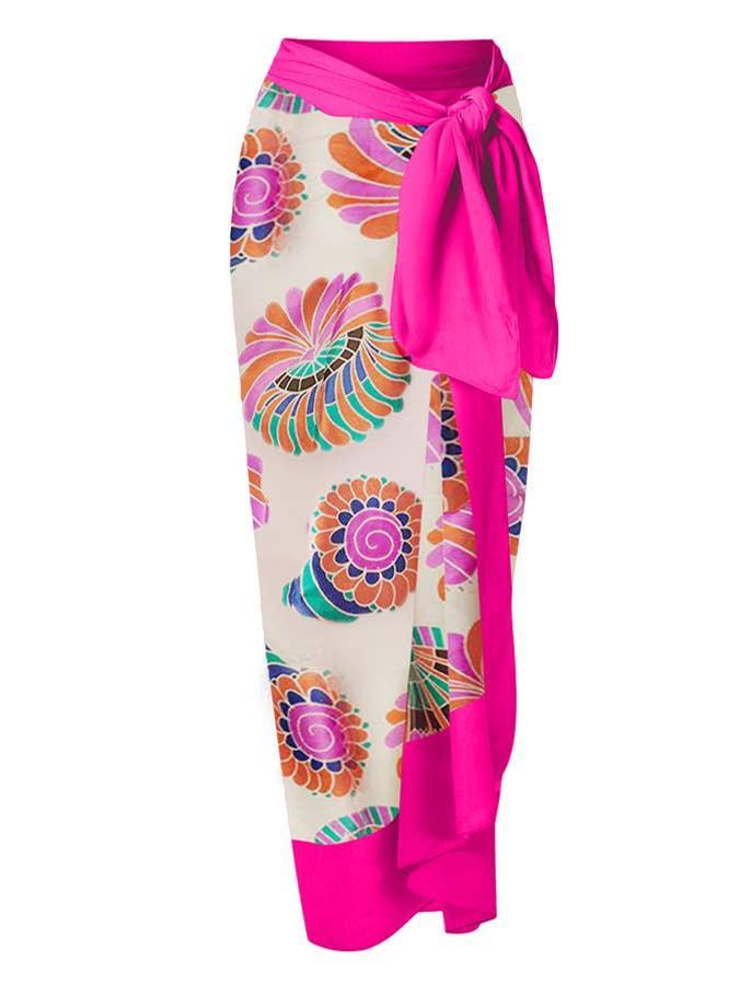 2 Piece Mix Pattern Print One Piece Swimwear with Cover Up
