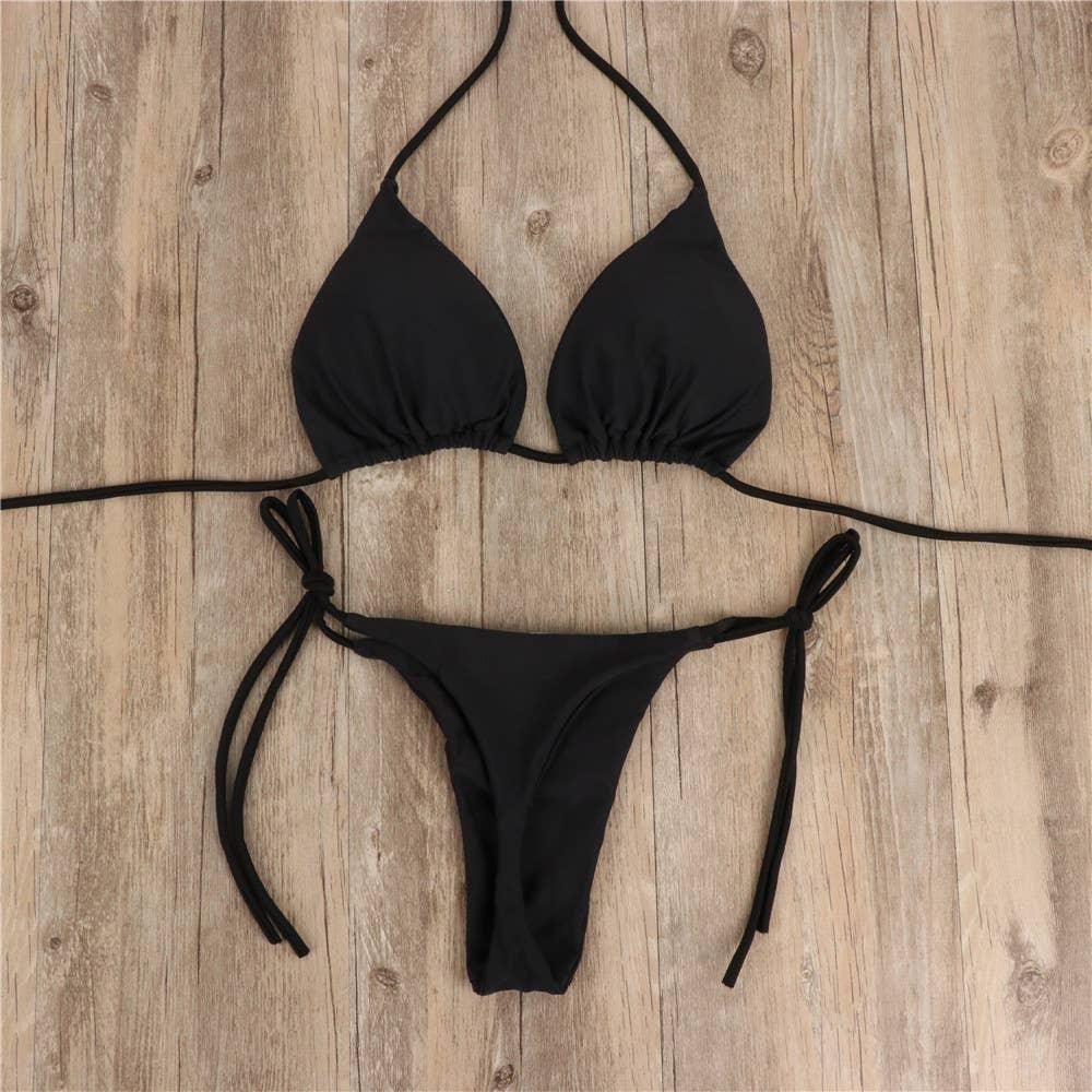 2-Piece Solid Color Bikini Swimsuit 1295