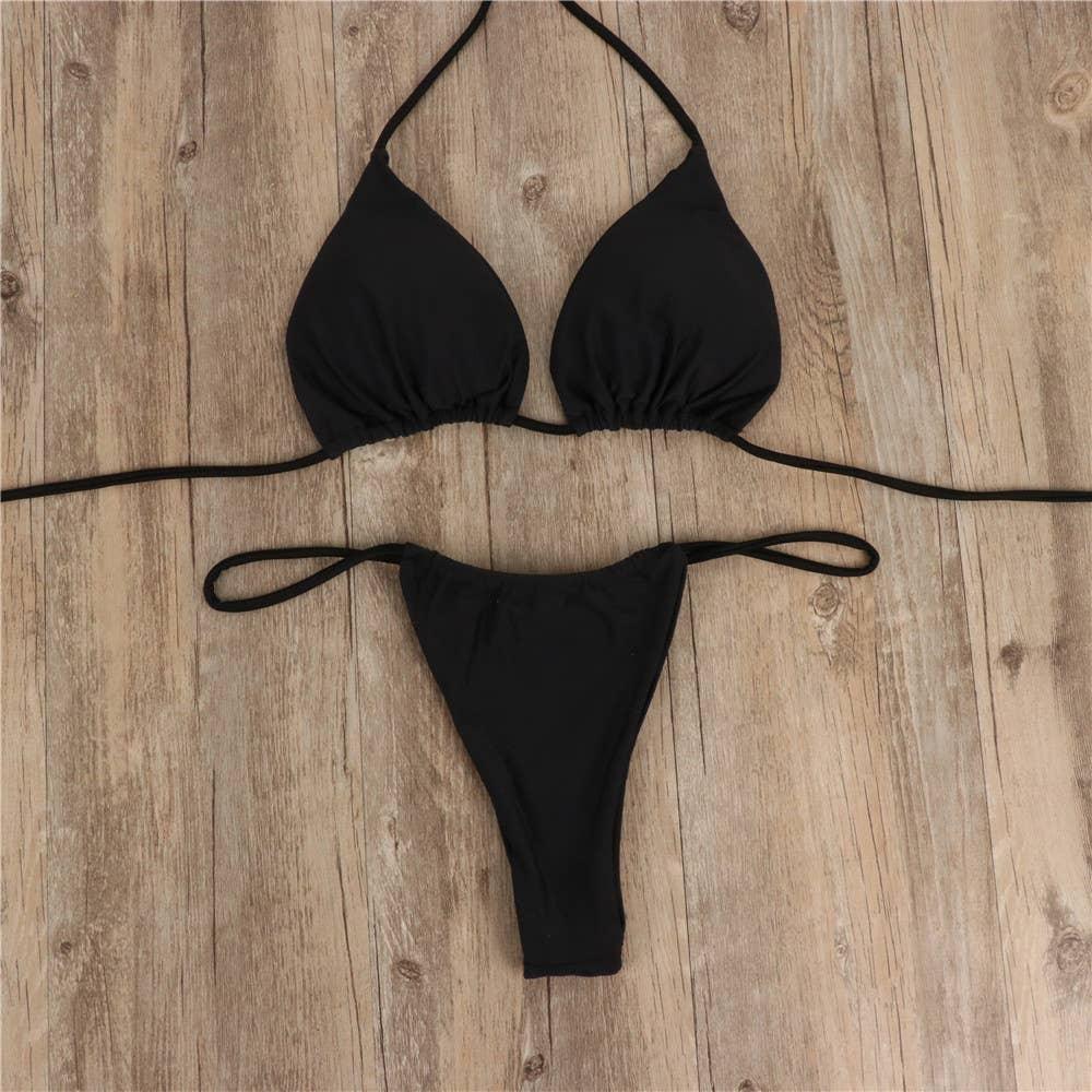 2-Piece Solid Color Bikini Swimsuit 1296