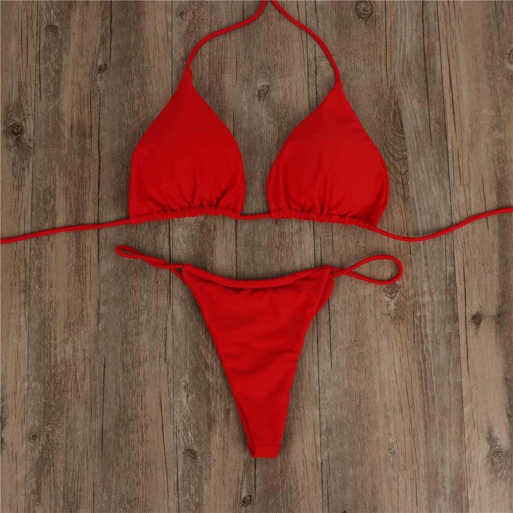 2-Piece Solid Color Bikini Swimsuit 1296