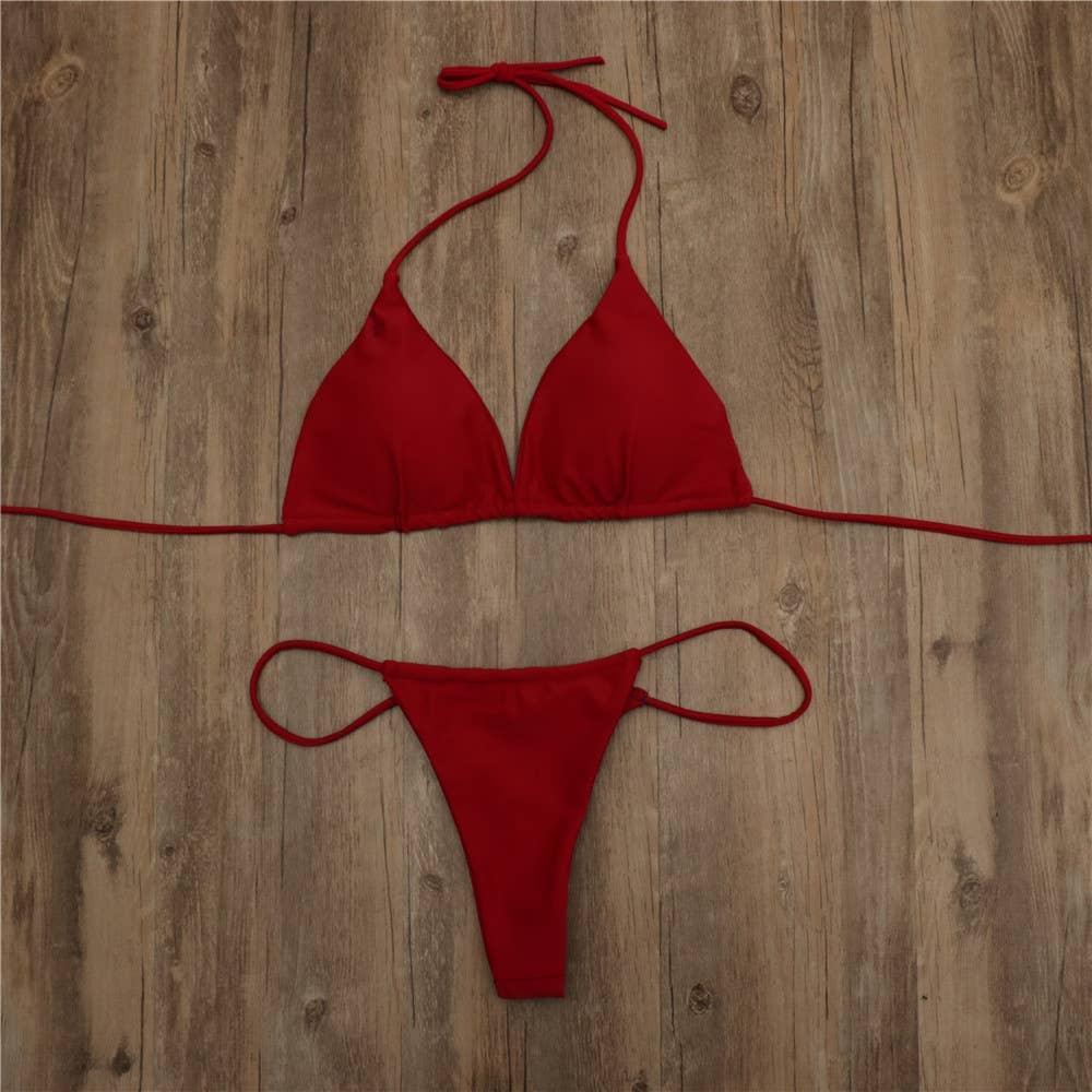 2-Piece Solid Color Bikini Swimsuit 1296