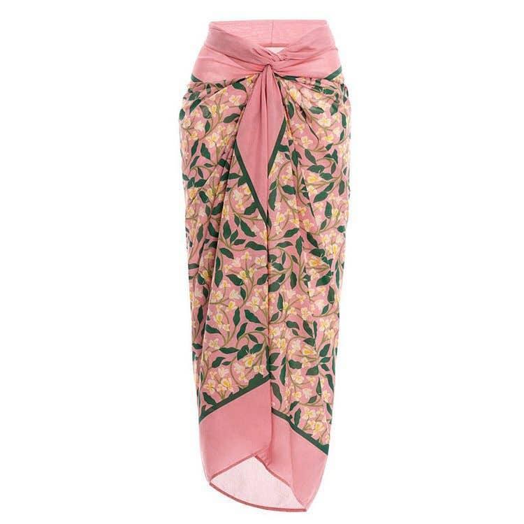 2 Shoulder Floral Print One Piece Swimwear with Cover Up Y129