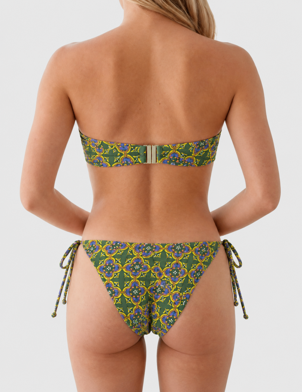 Ladies Geometric Print Bandeau 2 Piece Bikini Set