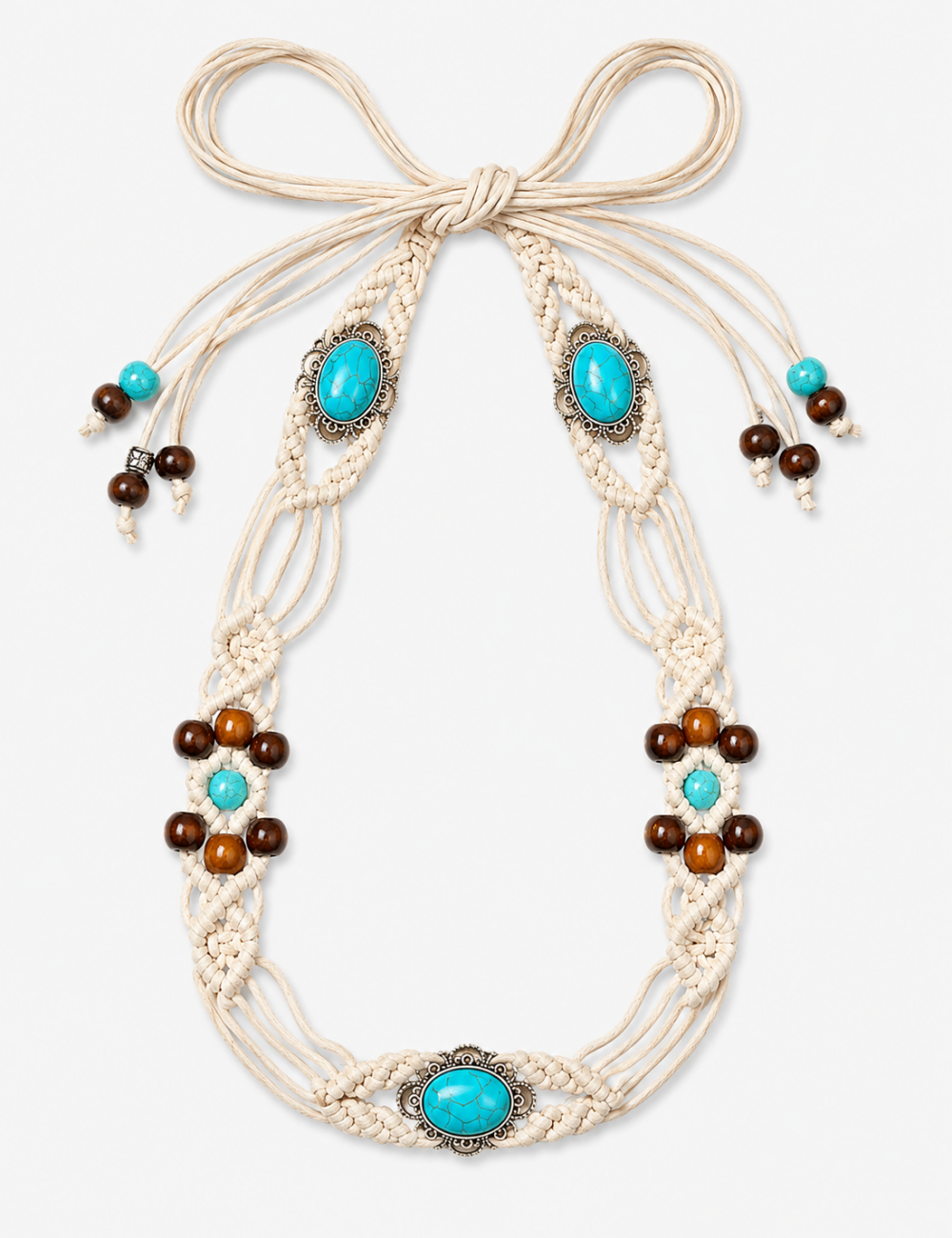 Ladies Boho Wax Rope Beaded Waist Belt