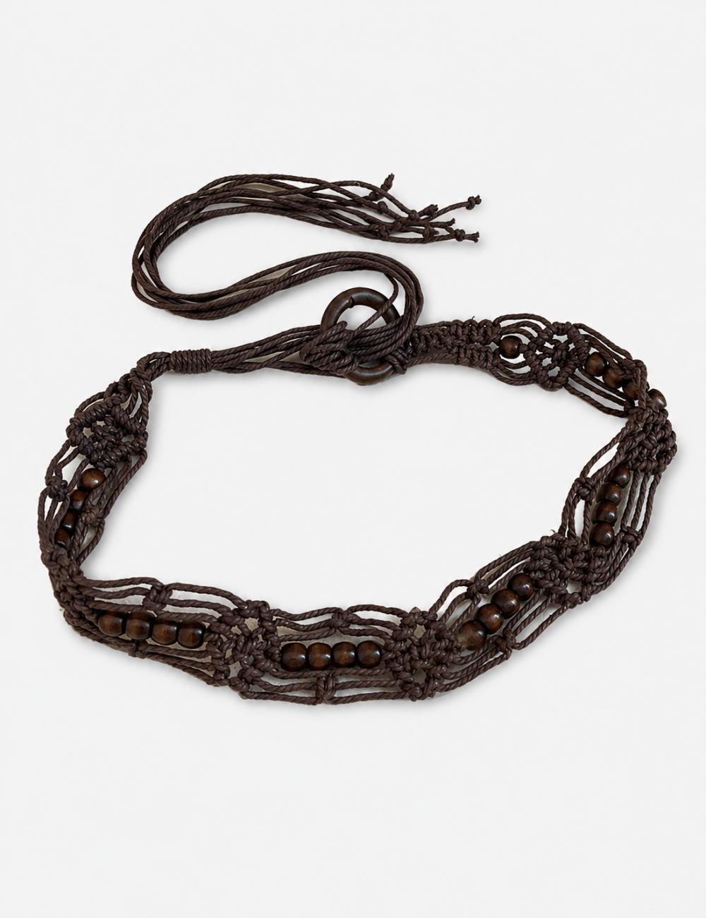 Ladies Boho Wax Rope Beaded Waist Belt