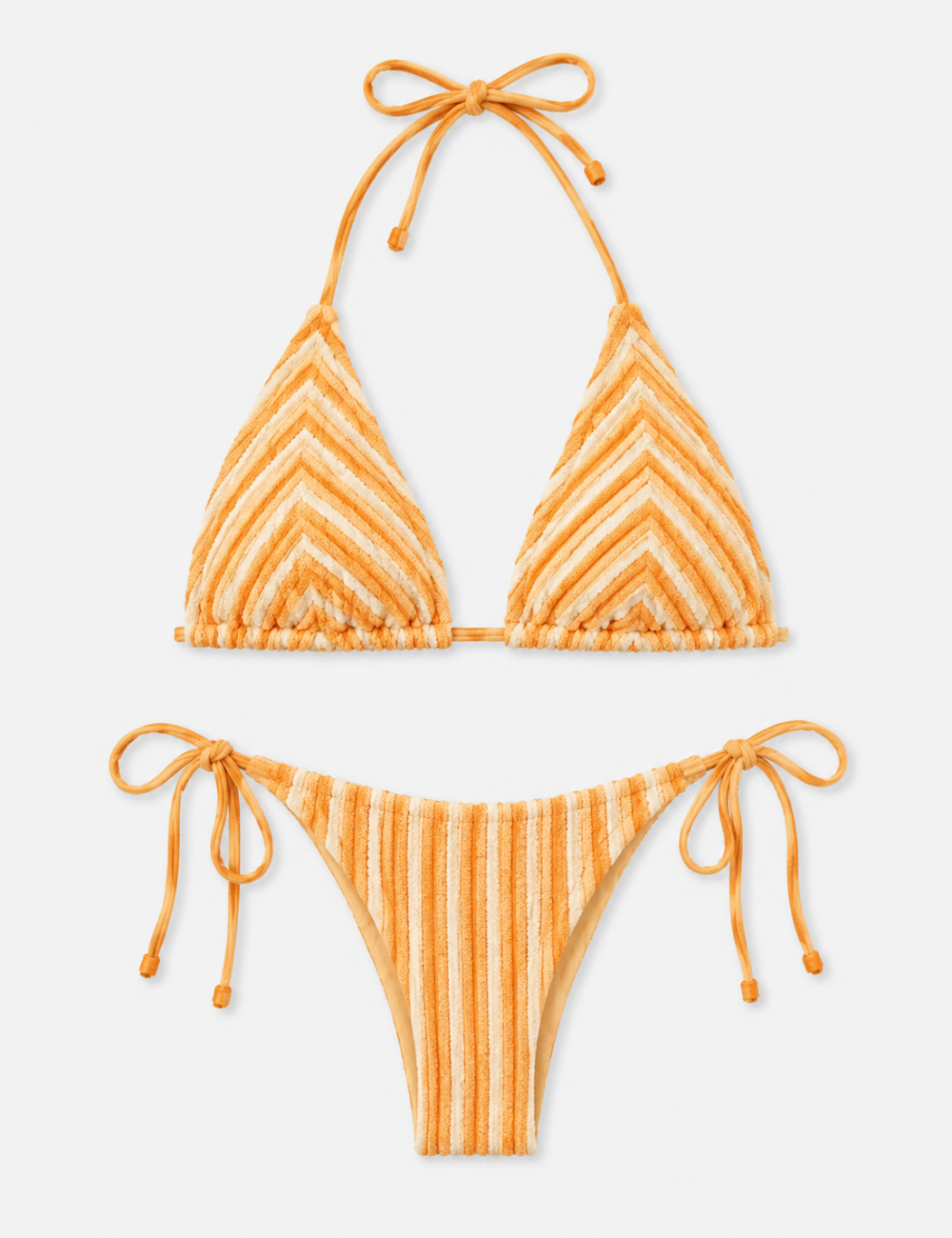 Ladies Striped Print Spaghetti Bralette Bikini Set