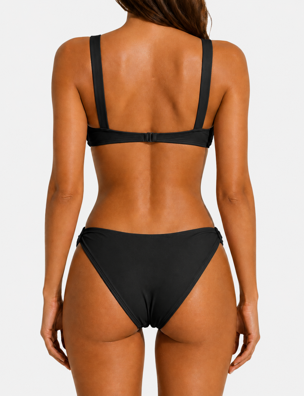 Ladies Front 3D Flower Detail Underwire Balconette Bikini Set