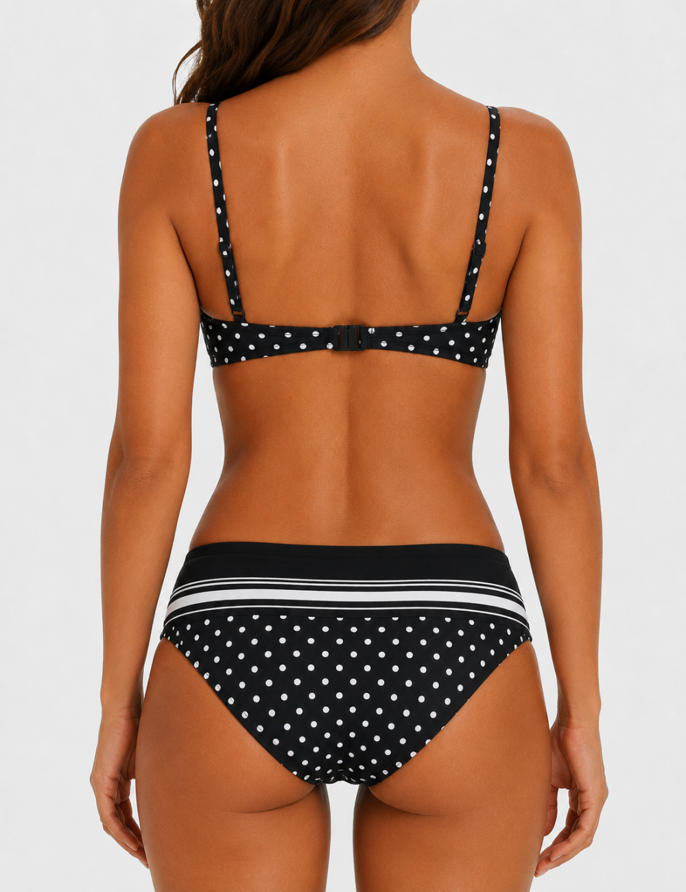 Ladies Polka Dots Print Underwire Balconette Bikini Set