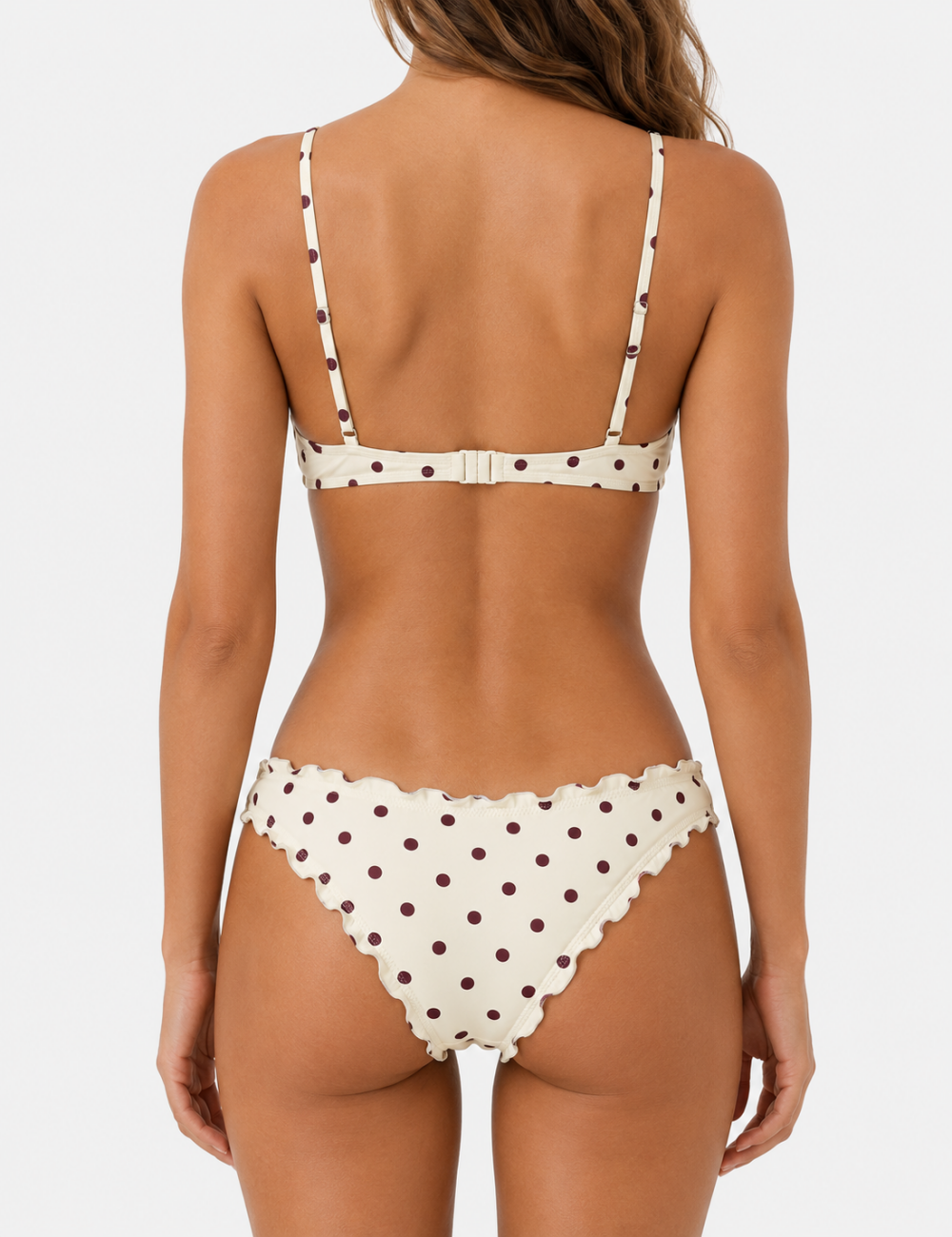 Ladies Polka Dot Sweetheart Neck 2-Piece Bikini Set