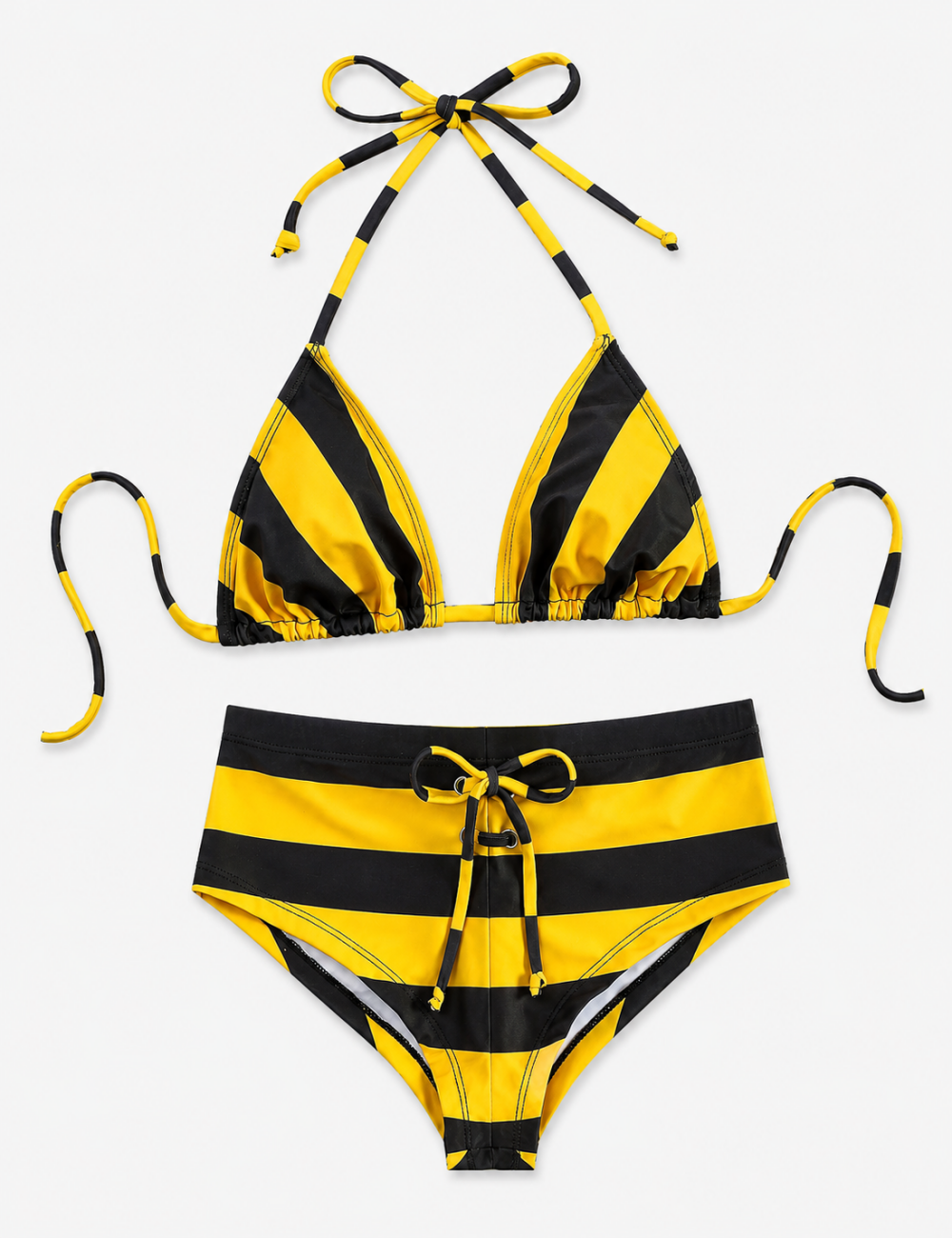 Ladies Striped Halter Tie Back Triangle 2 Piece Bikini Set