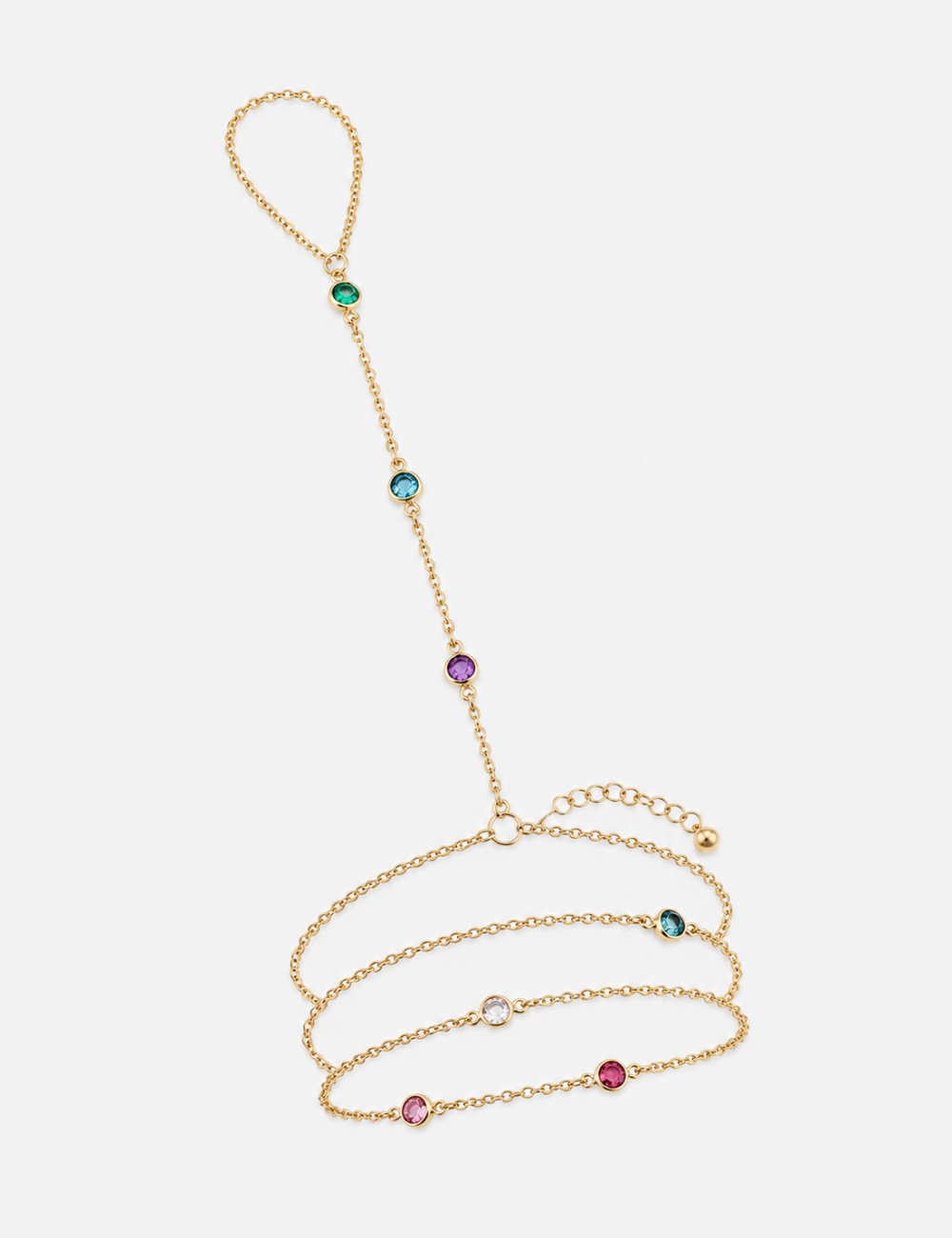Ladies Minimalist Simple Style Thin Chain Hand Chain With Finger Ring