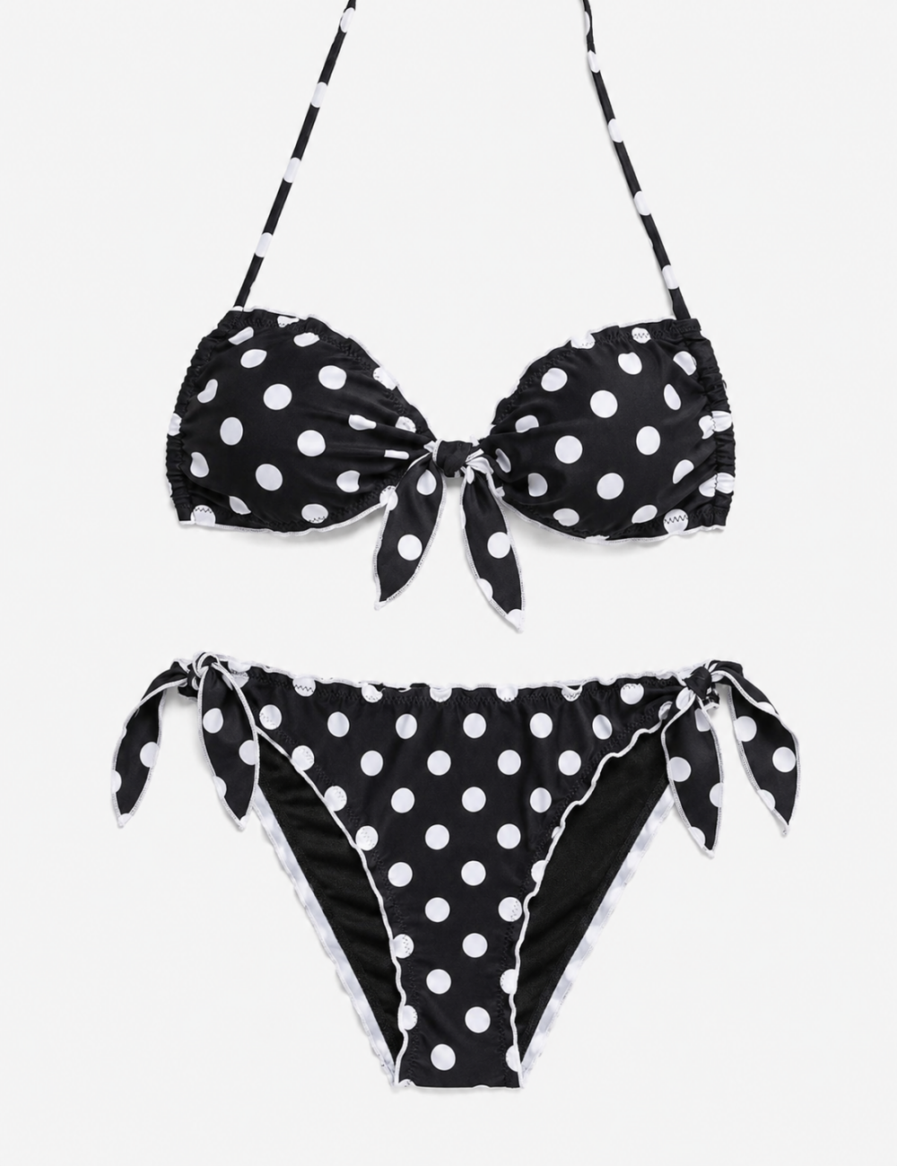 Ladies Polka Dot Halter Balconette 2 Piece Bikini Set