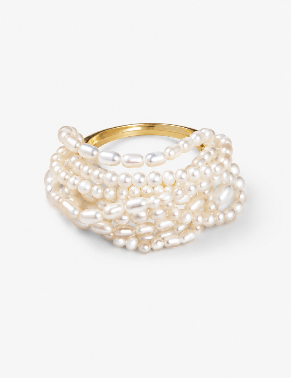 Ladies Boho Pearl Layered Woven Open Ring