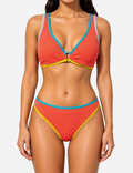 Ladies V-Neck Contrast Trim Bralette 2 Piece Bikini Set
