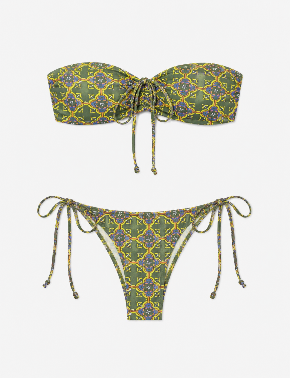 Ladies Geometric Print Bandeau 2 Piece Bikini Set