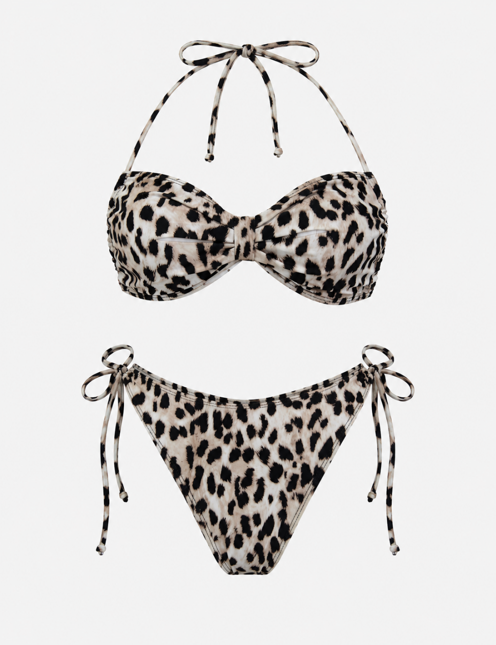 Ladies Leopard Print Halter Balconette Bikini Set