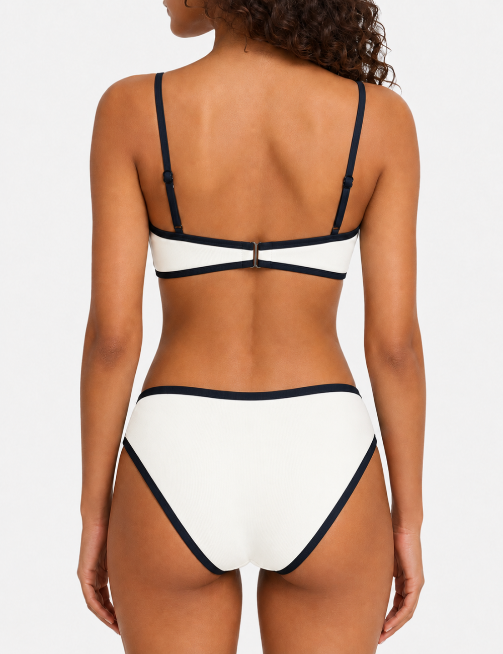 Ladies Simple Contrast Trim Balconette Bikini Set