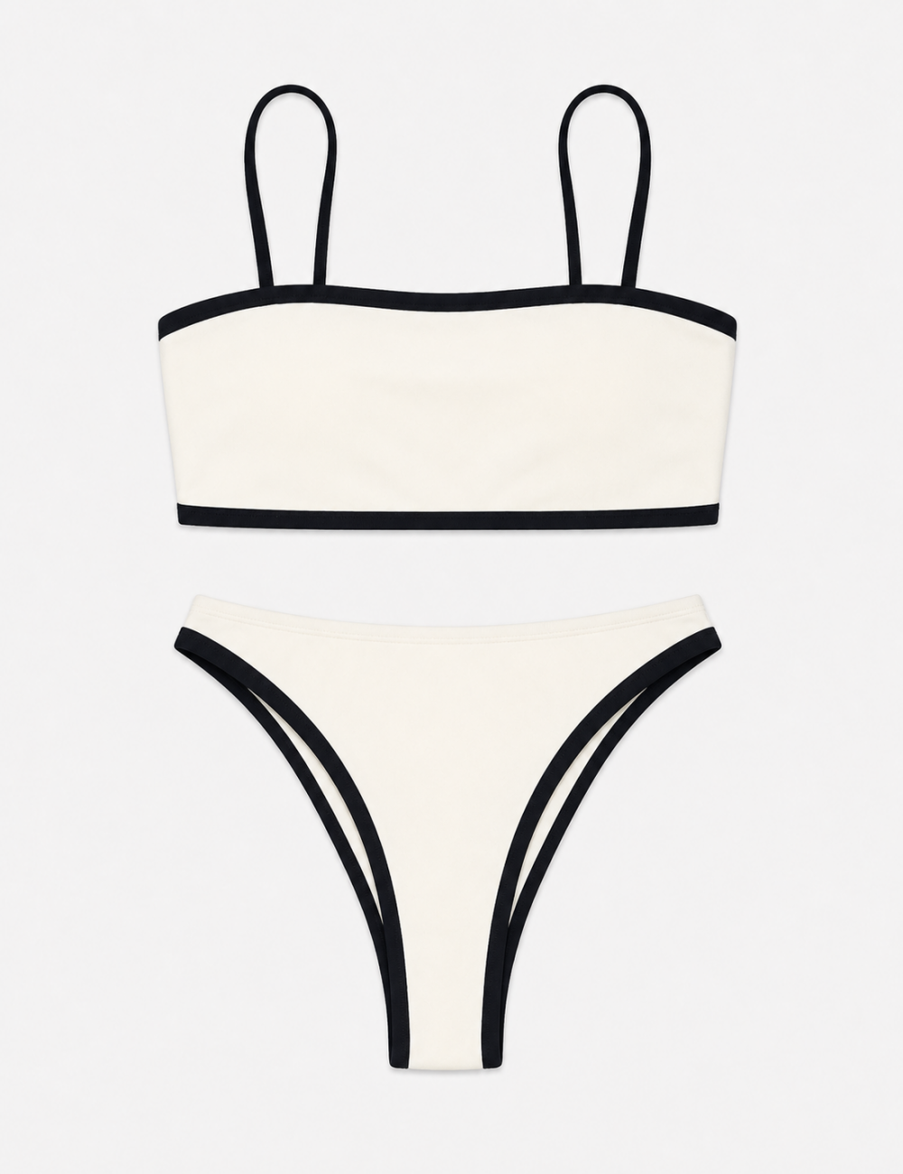 Ladies Simple Contrast Trim Balconette Bikini Set