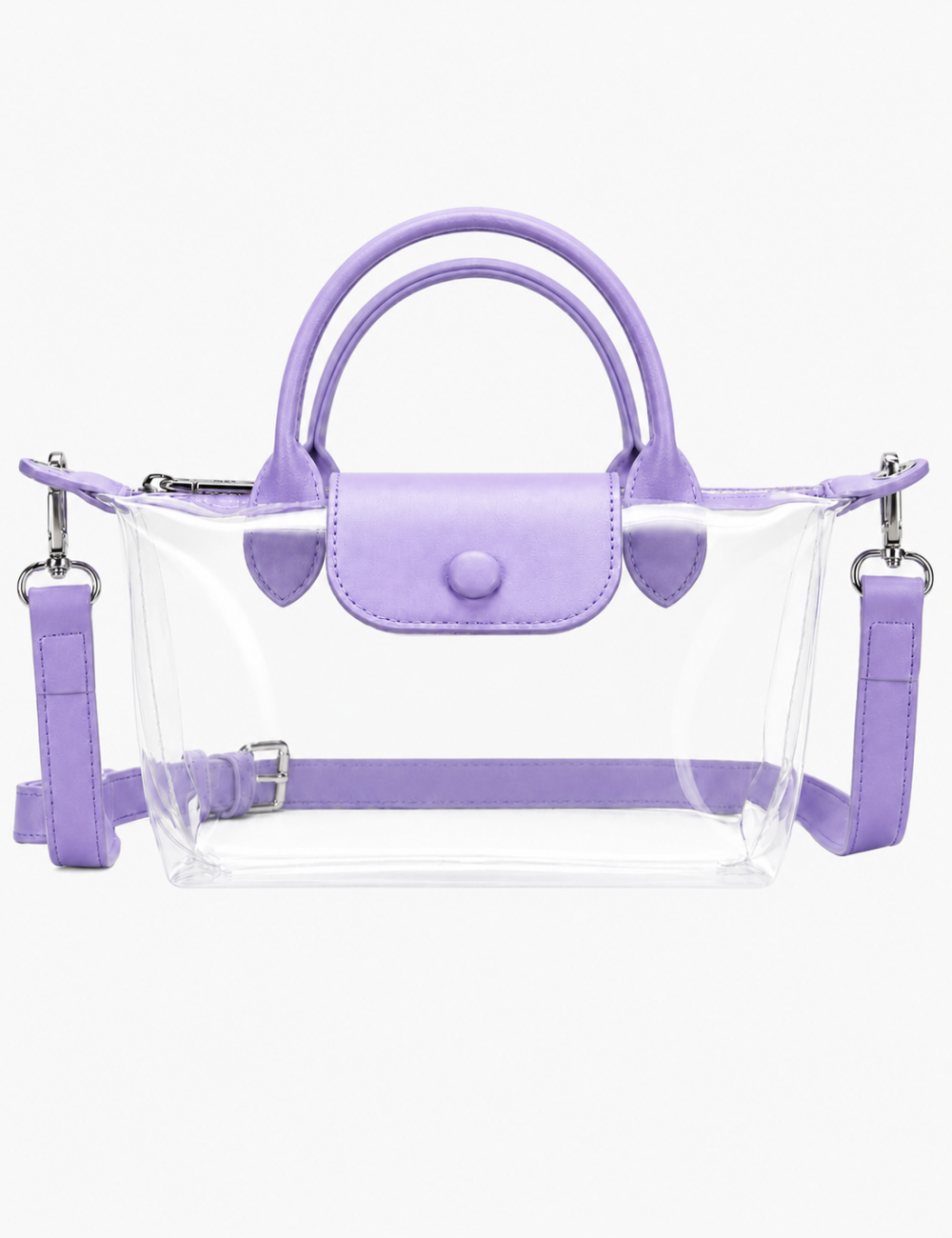 Ladies Transparent Jelly PVC Crossbody Double Handle Handbag