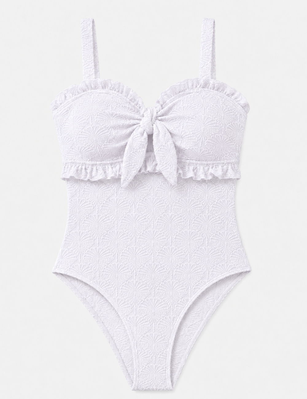 Ladies Floral Removable Straps Bandeau One Piece Swimsuit