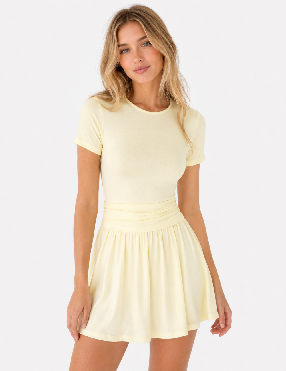 Ladies Solid Color Top & Mini Skorts 2PCS Set