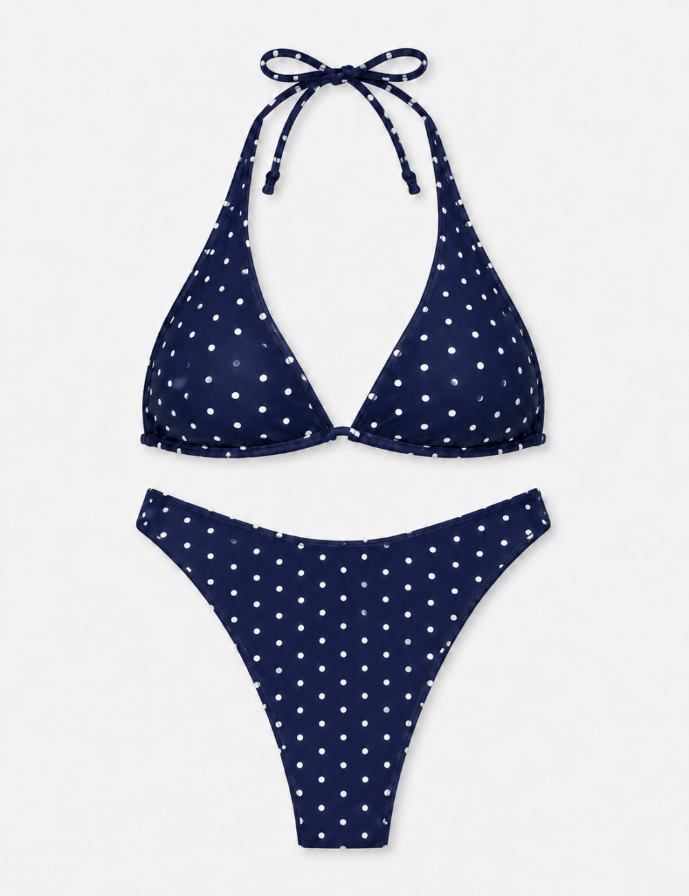 Ladies Polka Dot Halter Triangle Bikini Set