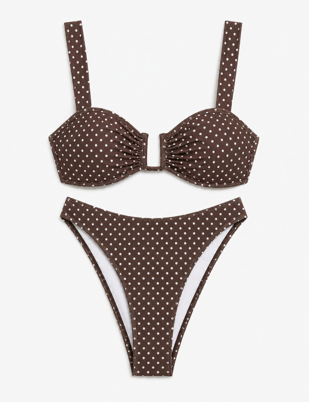 Ladies Polka Dot Square Neck Balconette 2-Piece Bikini Set