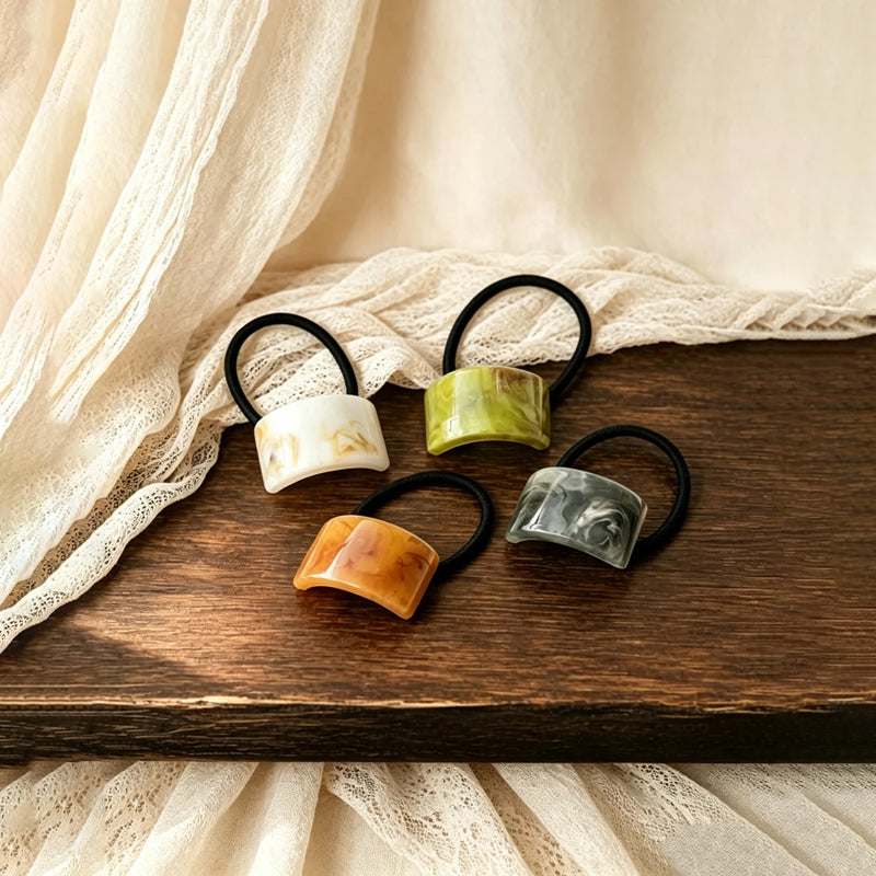 Ladies Minimalist Marble Acetate Rectangle Hair Tie