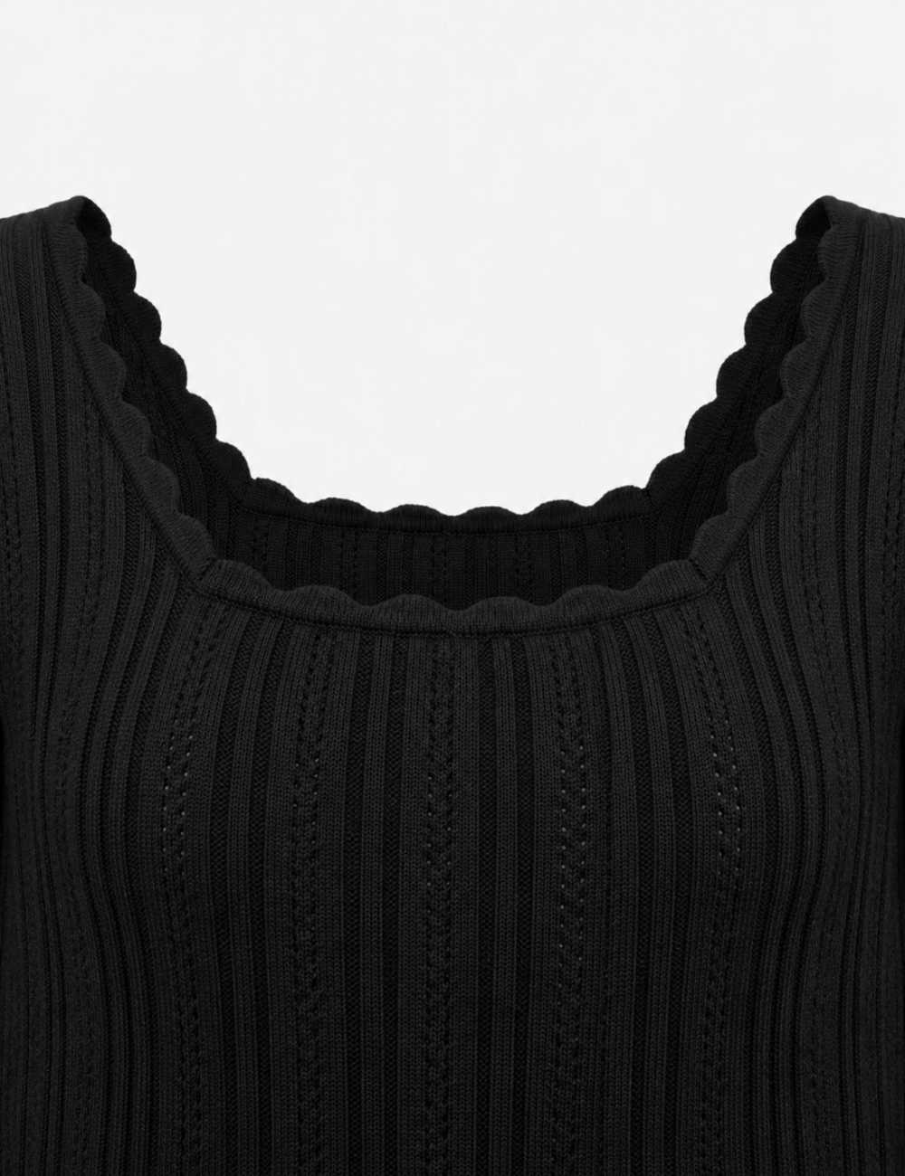 Ladies Ribbed Scoop Neck Long Sleeve Top