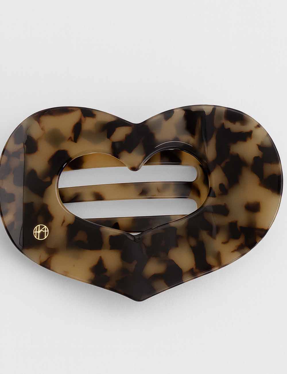 Ladies Simple Tortoiseshell Heart Flat Hair Clip